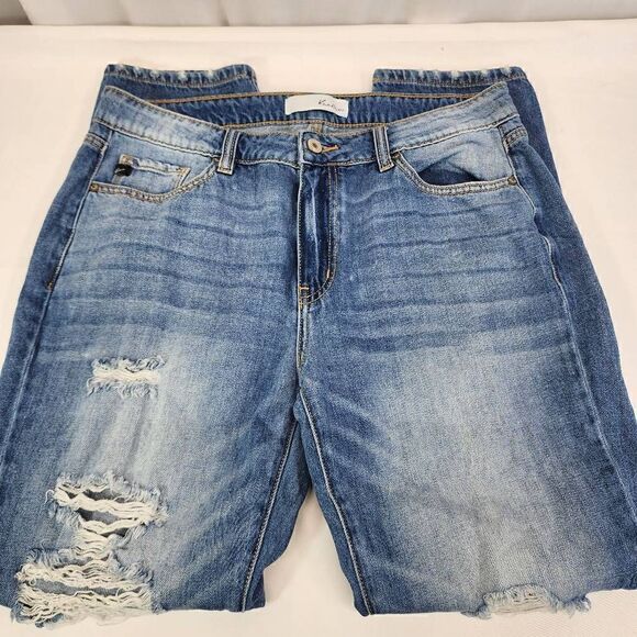 Kancan Mid-Rise Boyfriend Relaxed Distressed Denim Jeans Size 11 - Picture 10 of 11